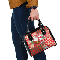 Canadian Christmas Shoulder Handbag A Merry Xmas Santa and Funny Moose