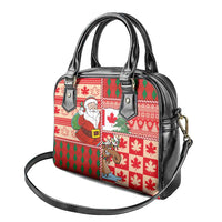 Canadian Christmas Shoulder Handbag A Merry Xmas Santa and Funny Moose