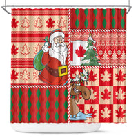 Canadian Christmas Shower Curtain A Merry Xmas Santa and Funny Moose