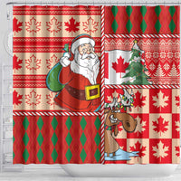Canadian Christmas Shower Curtain A Merry Xmas Santa and Funny Moose