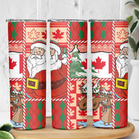 Canadian Christmas Skinny Tumbler A Merry Xmas Santa and Funny Moose - Wonder Print Shop