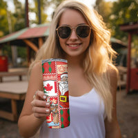 Canadian Christmas Skinny Tumbler A Merry Xmas Santa and Funny Moose - Wonder Print Shop