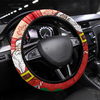 Canadian Christmas Steering Wheel Cover A Merry Xmas Santa and Funny Moose - Wonder Print Shop
