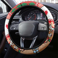 Canadian Christmas Steering Wheel Cover A Merry Xmas Santa and Funny Moose - Wonder Print Shop
