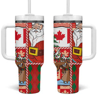 Canadian Christmas Tumbler With Handle A Merry Xmas Santa and Funny Moose - Wonder Print Shop