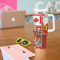 Canadian Christmas Tumbler With Handle A Merry Xmas Santa and Funny Moose - Wonder Print Shop