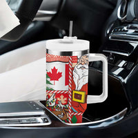 Canadian Christmas Tumbler With Handle A Merry Xmas Santa and Funny Moose - Wonder Print Shop