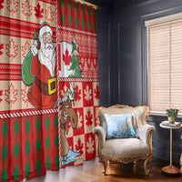 Canadian Christmas Window Curtain A Merry Xmas Santa and Funny Moose - Wonder Print Shop