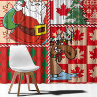 Canadian Christmas Window Curtain A Merry Xmas Santa and Funny Moose - Wonder Print Shop