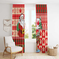 Canadian Christmas Window Curtain A Merry Xmas Santa and Funny Moose - Wonder Print Shop
