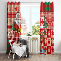 Canadian Christmas Window Curtain A Merry Xmas Santa and Funny Moose - Wonder Print Shop
