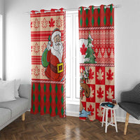 Canadian Christmas Window Curtain A Merry Xmas Santa and Funny Moose - Wonder Print Shop