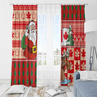 Canadian Christmas Window Curtain A Merry Xmas Santa and Funny Moose - Wonder Print Shop