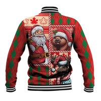 Canadian Christmas Baseball Jacket Santa Hoho Holiday - A Beaver and Moose - Wonder Print Shop
