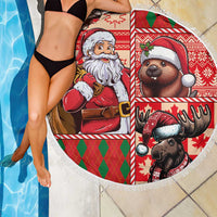 Canadian Christmas Beach Blanket Santa Hoho Holiday - A Beaver and Moose - Wonder Print Shop