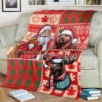 Canadian Christmas Blanket Santa Hoho Holiday - A Beaver and Moose