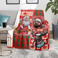 Canadian Christmas Blanket Santa Hoho Holiday - A Beaver and Moose