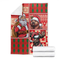 Canadian Christmas Blanket Santa Hoho Holiday - A Beaver and Moose