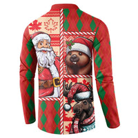 Canadian Christmas Button Sweatshirt Santa Hoho Holiday - A Beaver and Moose - Wonder Print Shop