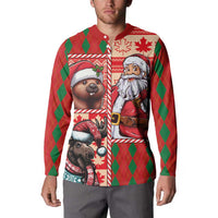 Canadian Christmas Button Sweatshirt Santa Hoho Holiday - A Beaver and Moose - Wonder Print Shop