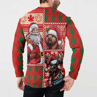 Canadian Christmas Button Sweatshirt Santa Hoho Holiday - A Beaver and Moose - Wonder Print Shop