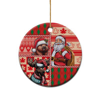 Canadian Christmas Ceramic Ornament Santa Hoho Holiday - A Beaver and Moose - Wonder Print Shop