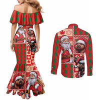 Canadian Christmas Couples Matching Mermaid Dress and Long Sleeve Button Shirt Santa Hoho Holiday - A Beaver and Moose