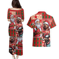 Canadian Christmas Couples Matching Puletasi and Hawaiian Shirt Santa Hoho Holiday - A Beaver and Moose - Wonder Print Shop