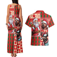 Canadian Christmas Couples Matching Tank Maxi Dress and Hawaiian Shirt Santa Hoho Holiday - A Beaver and Moose - Wonder Print Shop