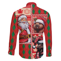 Canadian Christmas Family Matching Off The Shoulder Long Sleeve Dress and Hawaiian Shirt Santa Hoho Holiday - A Beaver and Moose - Wonder Print Shop