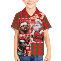 Canadian Christmas Family Matching Off The Shoulder Long Sleeve Dress and Hawaiian Shirt Santa Hoho Holiday - A Beaver and Moose - Wonder Print Shop