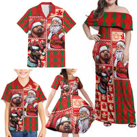 Canadian Christmas Family Matching Off Shoulder Maxi Dress and Hawaiian Shirt Santa Hoho Holiday - A Beaver and Moose - Wonder Print Shop