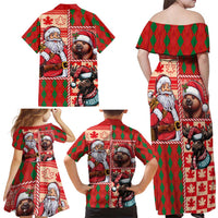 Canadian Christmas Family Matching Off Shoulder Maxi Dress and Hawaiian Shirt Santa Hoho Holiday - A Beaver and Moose - Wonder Print Shop
