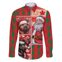 Canadian Christmas Family Matching Off Shoulder Maxi Dress and Hawaiian Shirt Santa Hoho Holiday - A Beaver and Moose - Wonder Print Shop