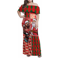 Canadian Christmas Family Matching Off Shoulder Maxi Dress and Hawaiian Shirt Santa Hoho Holiday - A Beaver and Moose - Wonder Print Shop