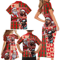 Canadian Christmas Family Matching Short Sleeve Bodycon Dress and Hawaiian Shirt Santa Hoho Holiday - A Beaver and Moose - Wonder Print Shop