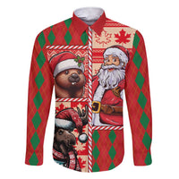 Canadian Christmas Family Matching Short Sleeve Bodycon Dress and Hawaiian Shirt Santa Hoho Holiday - A Beaver and Moose - Wonder Print Shop