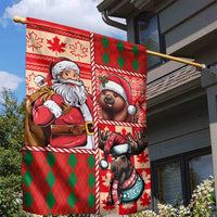 Canadian Christmas Garden Flag Santa Hoho Holiday - A Beaver and Moose - Wonder Print Shop