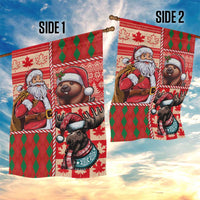 Canadian Christmas Garden Flag Santa Hoho Holiday - A Beaver and Moose - Wonder Print Shop