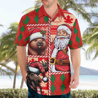 Canadian Christmas Hawaiian Shirt Santa Hoho Holiday - A Beaver and Moose - Wonder Print Shop