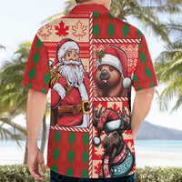 Canadian Christmas Hawaiian Shirt Santa Hoho Holiday - A Beaver and Moose - Wonder Print Shop