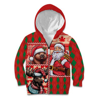 Canadian Christmas Kid Hoodie Santa Hoho Holiday - A Beaver and Moose - Wonder Print Shop