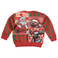 Canadian Christmas Kid Ugly Christmas Sweater Santa Hoho Holiday - A Beaver and Moose - Wonder Print Shop