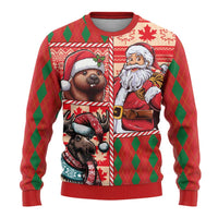 Canadian Christmas Ugly Christmas Sweater Santa Hoho Holiday - A Beaver and Moose - Wonder Print Shop