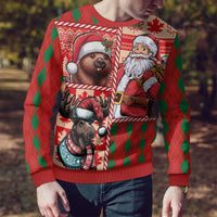 Canadian Christmas Ugly Christmas Sweater Santa Hoho Holiday - A Beaver and Moose - Wonder Print Shop