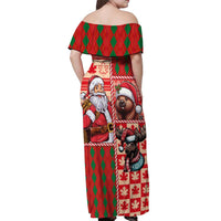 Canadian Christmas Off Shoulder Maxi Dress Santa Hoho Holiday - A Beaver and Moose - Wonder Print Shop