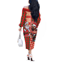 Canadian Christmas Off The Shoulder Long Sleeve Dress Santa Hoho Holiday - A Beaver and Moose - Wonder Print Shop