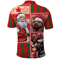 Canadian Christmas Polo Shirt Santa Hoho Holiday - A Beaver and Moose - Wonder Print Shop