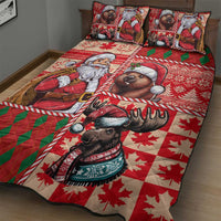 Canadian Christmas Quilt Bed Set Santa Hoho Holiday - A Beaver and Moose - Wonder Print Shop