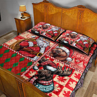 Canadian Christmas Quilt Bed Set Santa Hoho Holiday - A Beaver and Moose - Wonder Print Shop